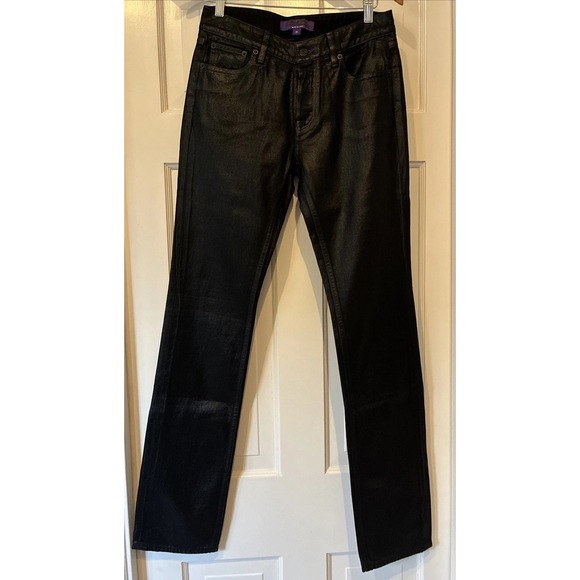 $990 Ralph LAUREN Purple Label Black Varn Women's Straight Leg Jean Sz. 26 NWOT